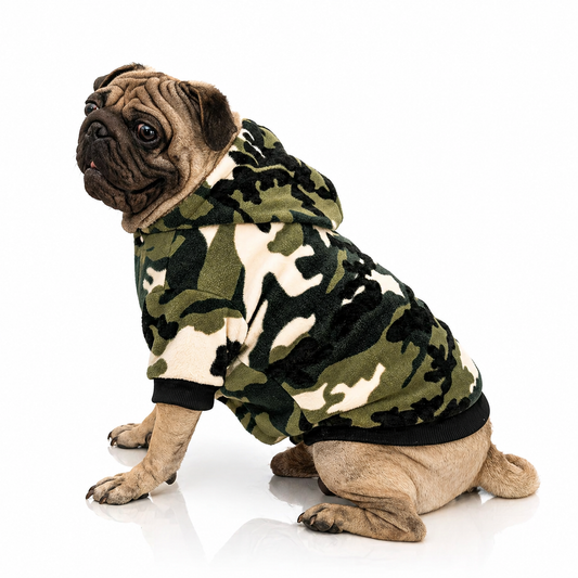 Pet Dog Camouflage Fleece Print Hooded Jacket