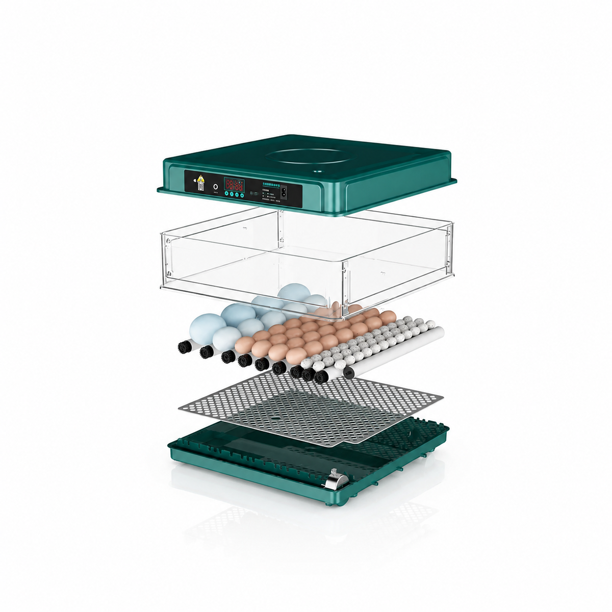 Emerald Green 130 Egg Automatic Incubator with Backup Battery Power Connection 12V