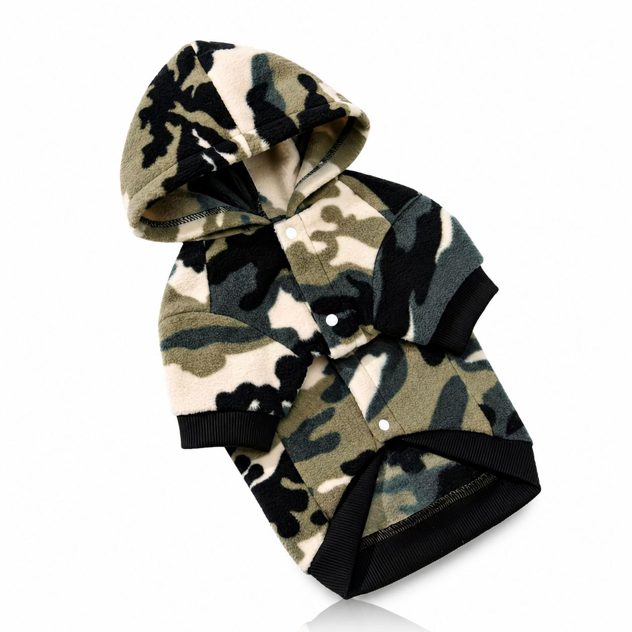 Pet Dog Camouflage Fleece Print Hooded Jacket